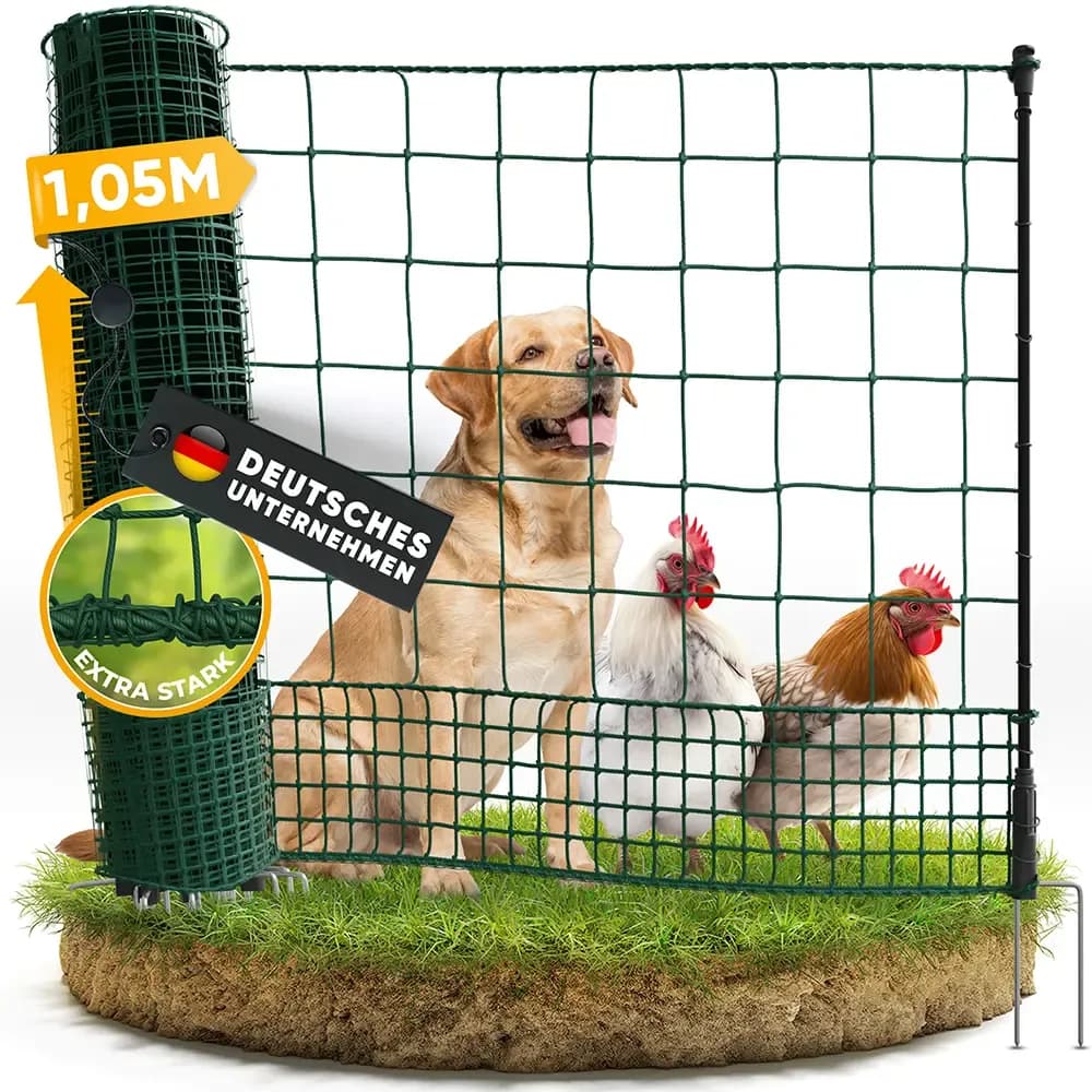 25m NATURIZ® Weidezaun - mobiler Hundezaun & Hühnerzaun (105 cm Höhe) - Produktbild